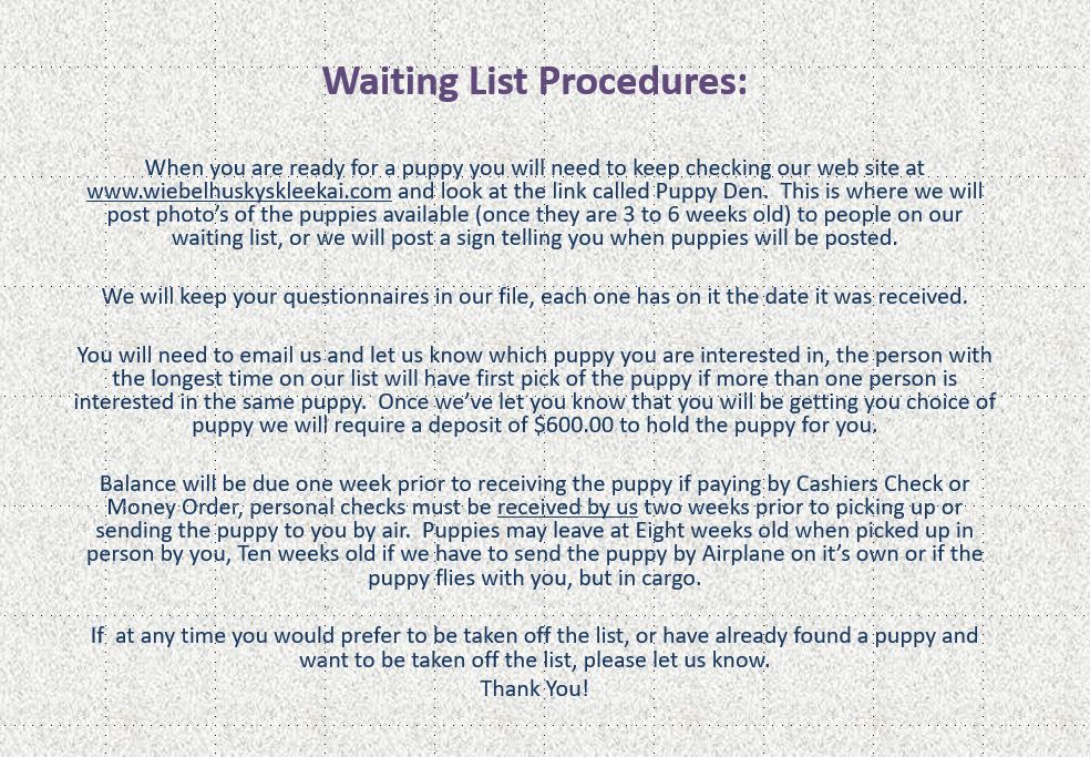 Wait List Procedure